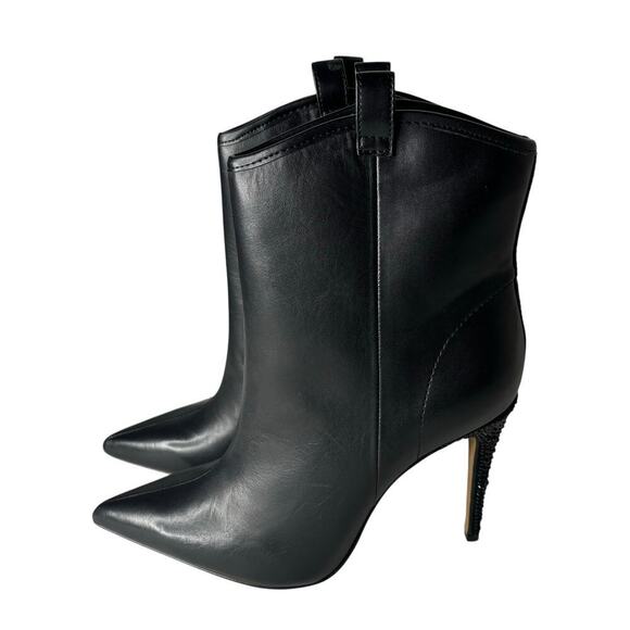 Karl Lagerfeld Paris Clea Leather Embellished Ankle Boots Black Size 6 - Picture 3 of 7